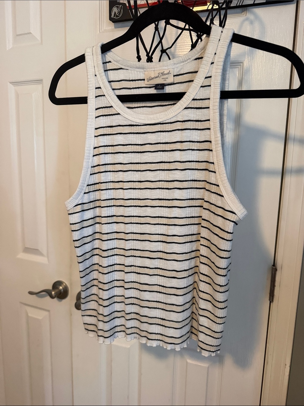 Universal Thread Black & White Striped Ribbed Tank